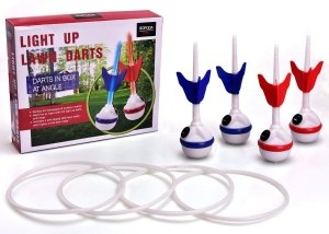 LED Ring Toss-Lawn Darts Game-Glow In The Dark Game Set-Outdoor Family Game for Backyard, Lawn, Beach and More