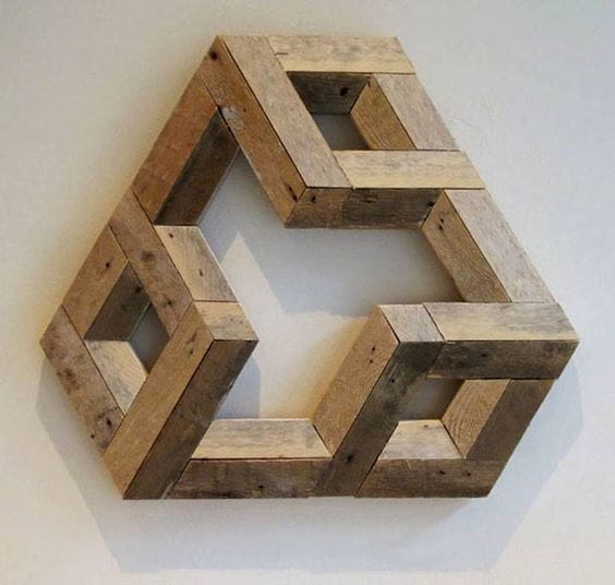 3D cube wooden deco