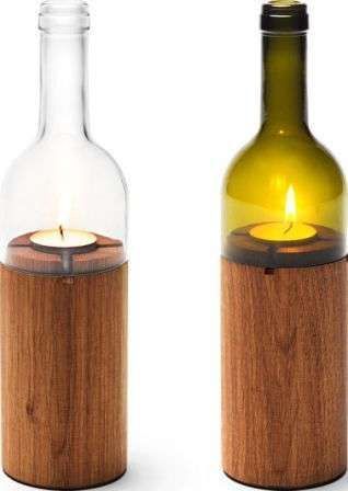 wine bottle tea light holder